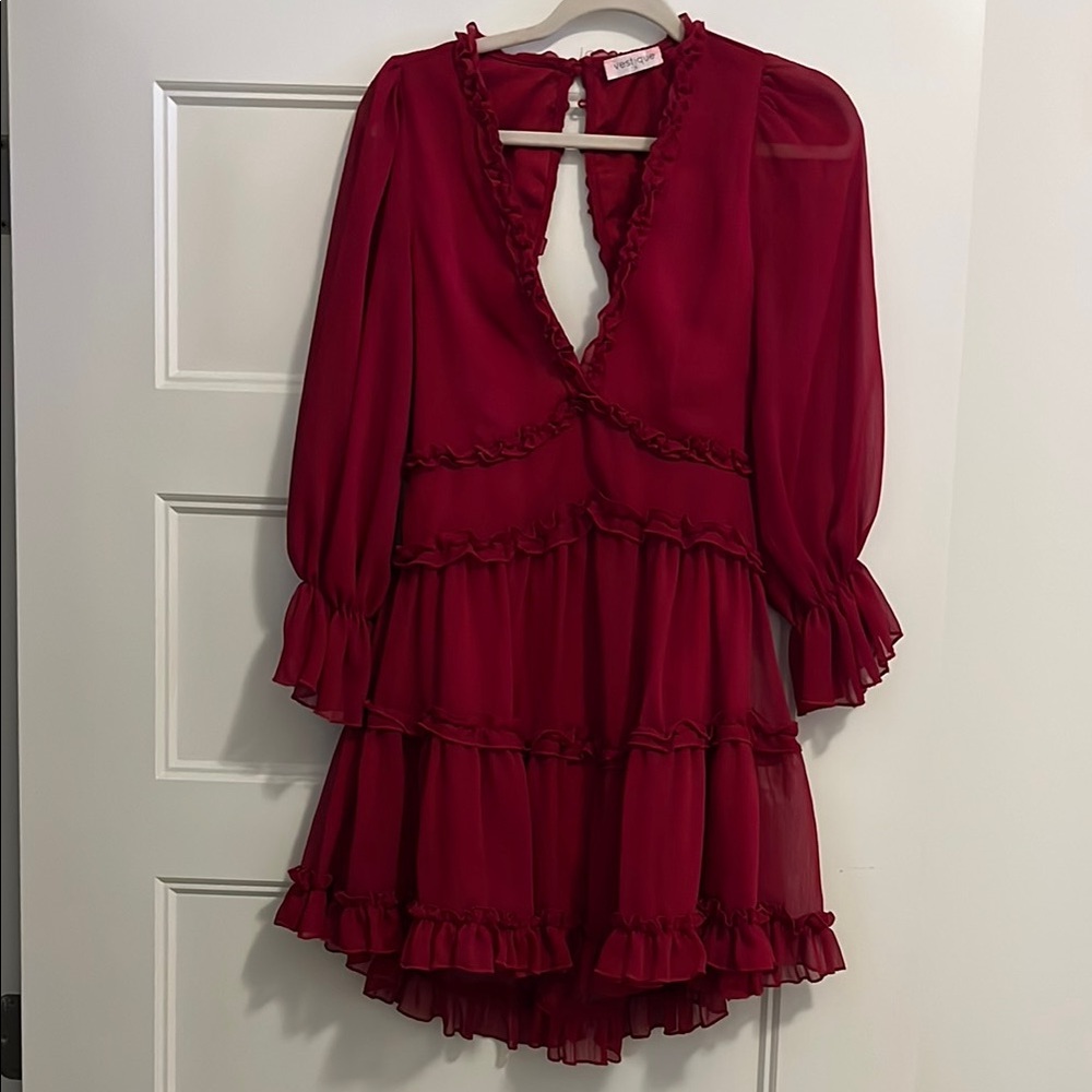 Red Ruffle Cocktail Dress
